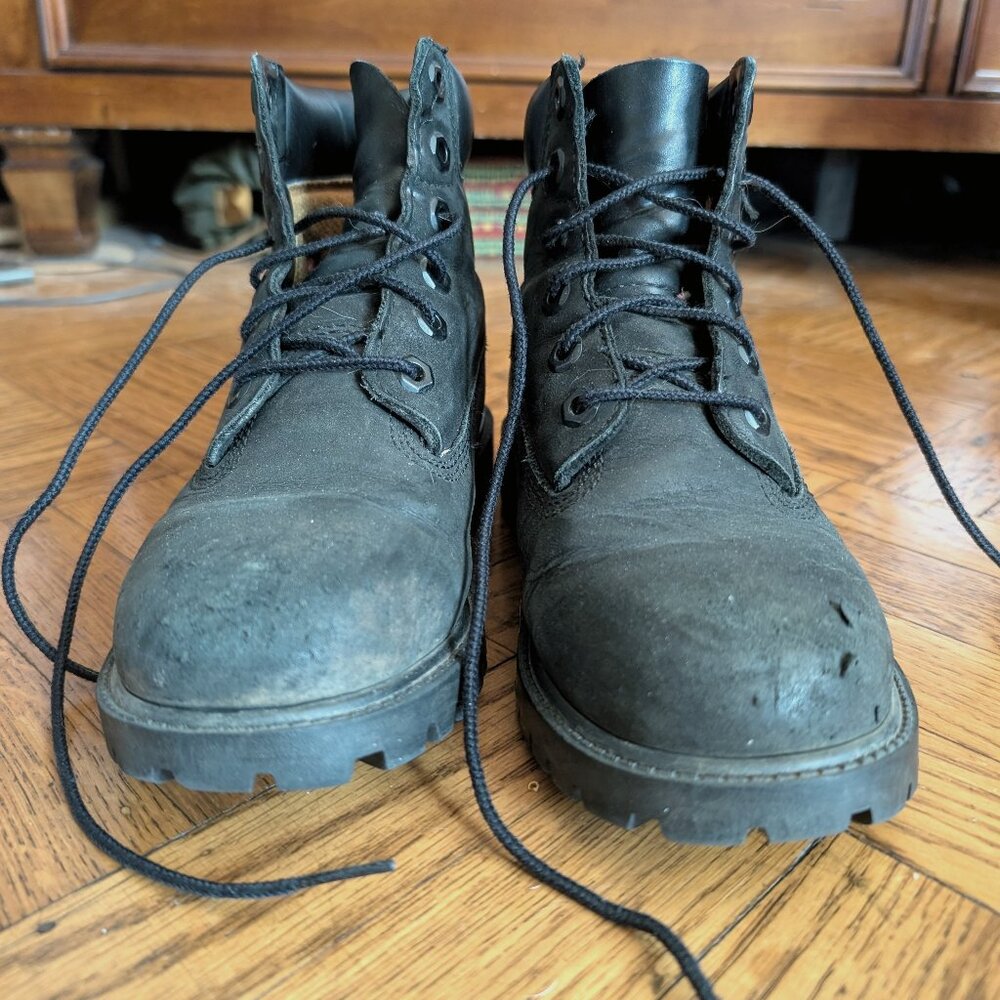 Timberland Black Nubuck Leather Boots Women's size 6 Black Combat Boots